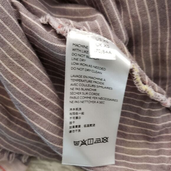 Free People Top Seeking Starlight Plaid Button Down Shirt Pink XS Boho Grunge - Picture 8 of 9